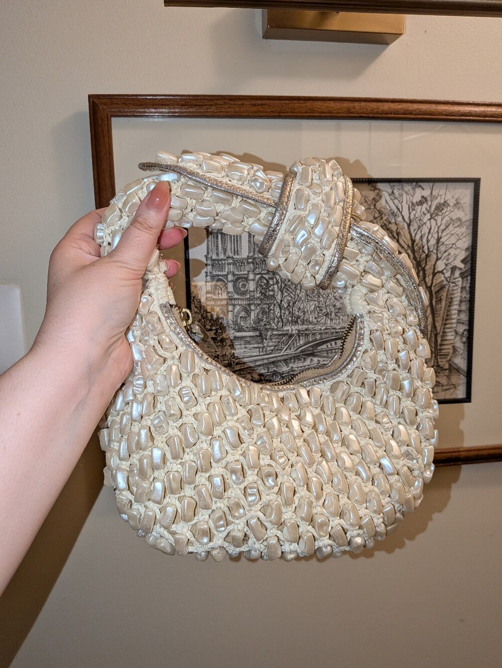 POOLSIDE Josie All Pearl Reef Cream Knot Bag